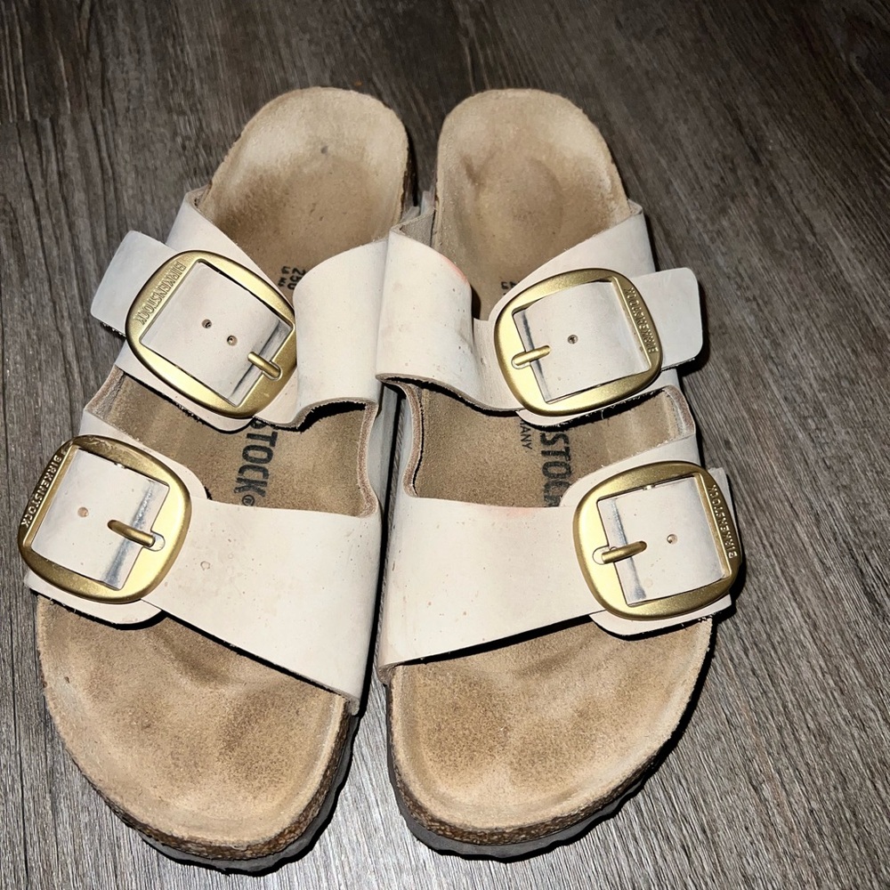 Birkenstock Arizona big buckle slide sandals size 39 sandcastle